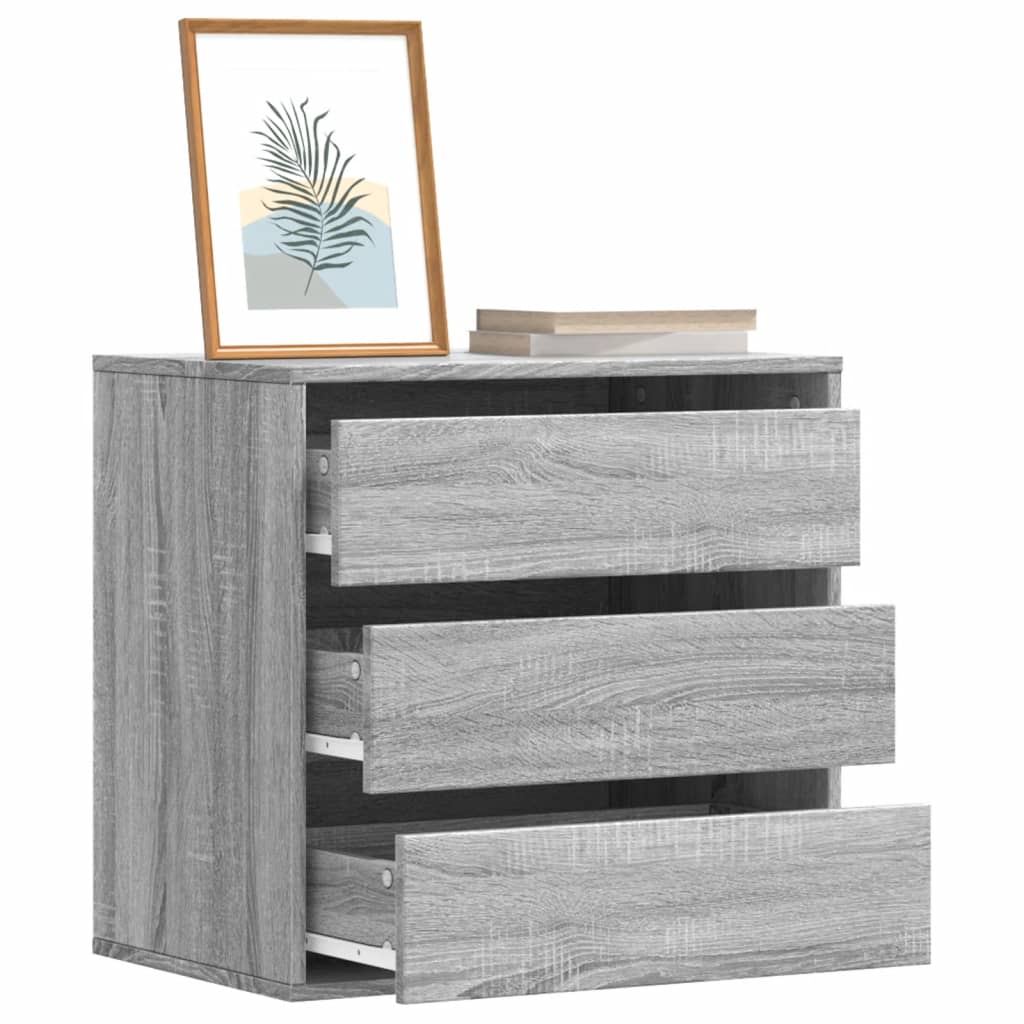 LEWISH Grey Chest of Drawers - Small-sized, 3 Drawers