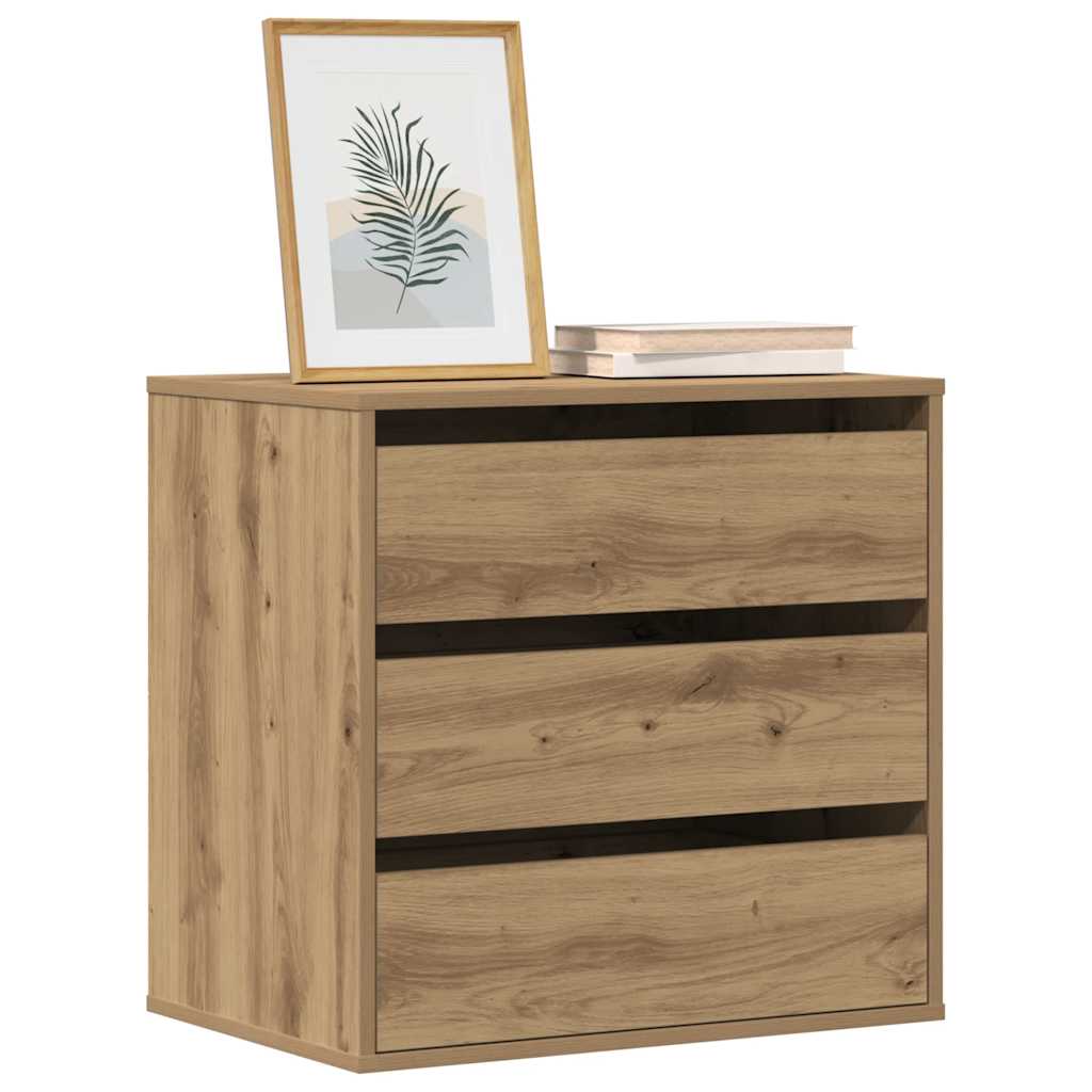 FEWISH Oak Finish Chest of Drawers - Small-sized, 3 Drawers