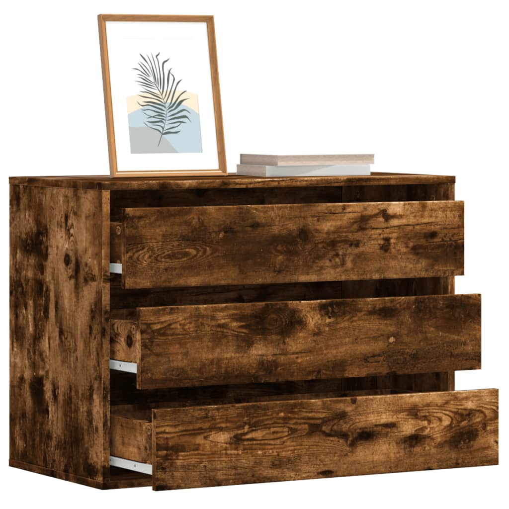 FEWISH Walnut Oak Finish Chest of Drawers - Medium-sized, 3 Drawers