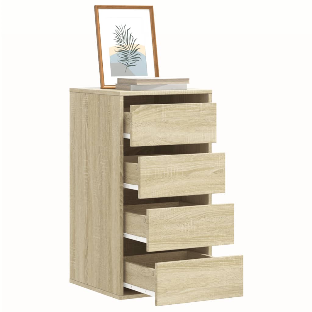 HUNZA II Oak Finish Chest of Drawers - Tallboy, Medium-sized, 4 Drawers