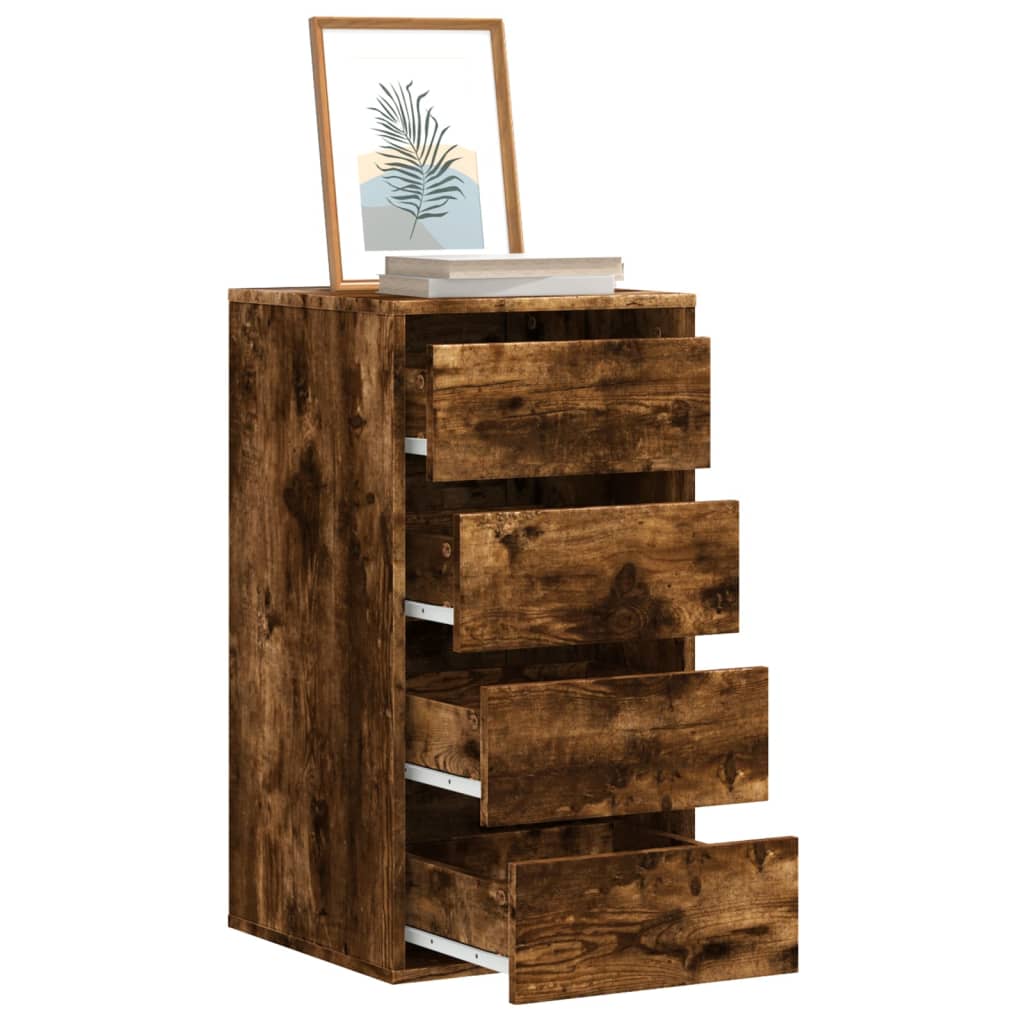 HUNZA I Oak Finish Chest of Drawers - Tallboy, Medium-sized, 4 Drawers