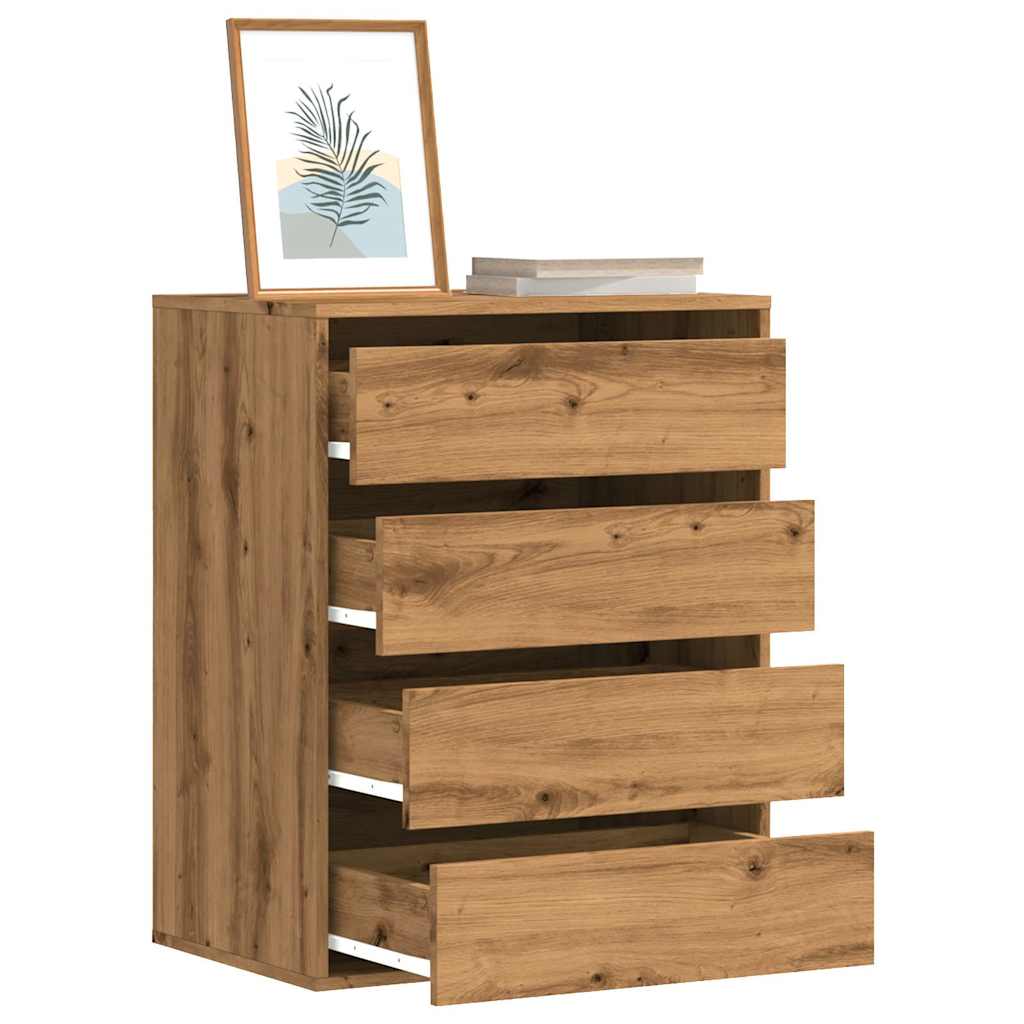 OPLASH I Oak Finish Chest of Drawers - Medium-sized, 4 Drawers