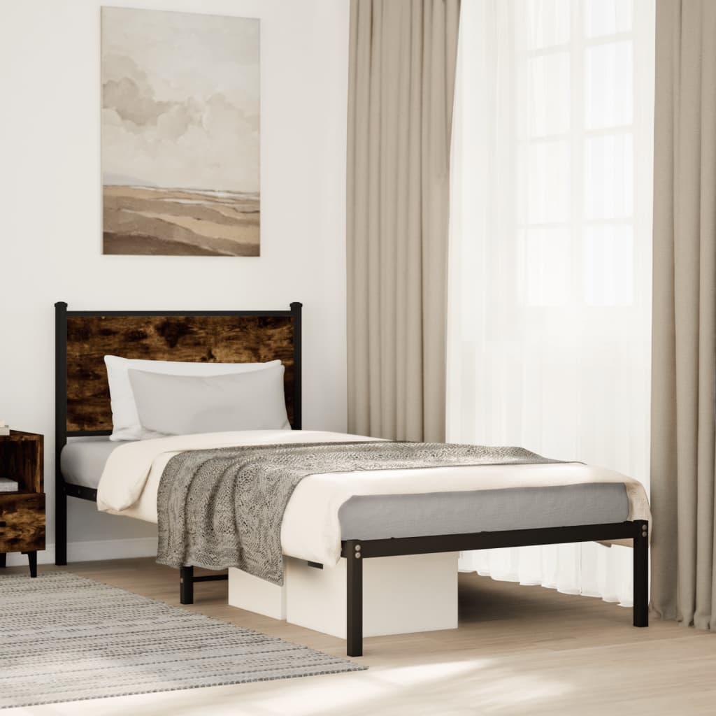 Metal Bedframe Smoked Oak 90x190cm Single