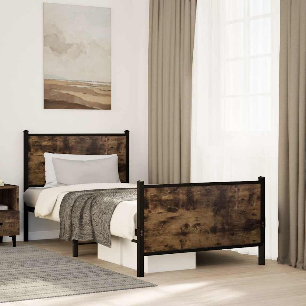 Metal Bedframe Smoked Oak 80x200cm