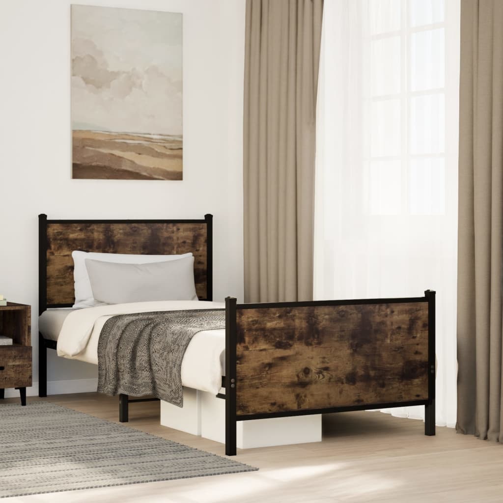 Metal Bedframe Smoked Oak 90x190cm Single