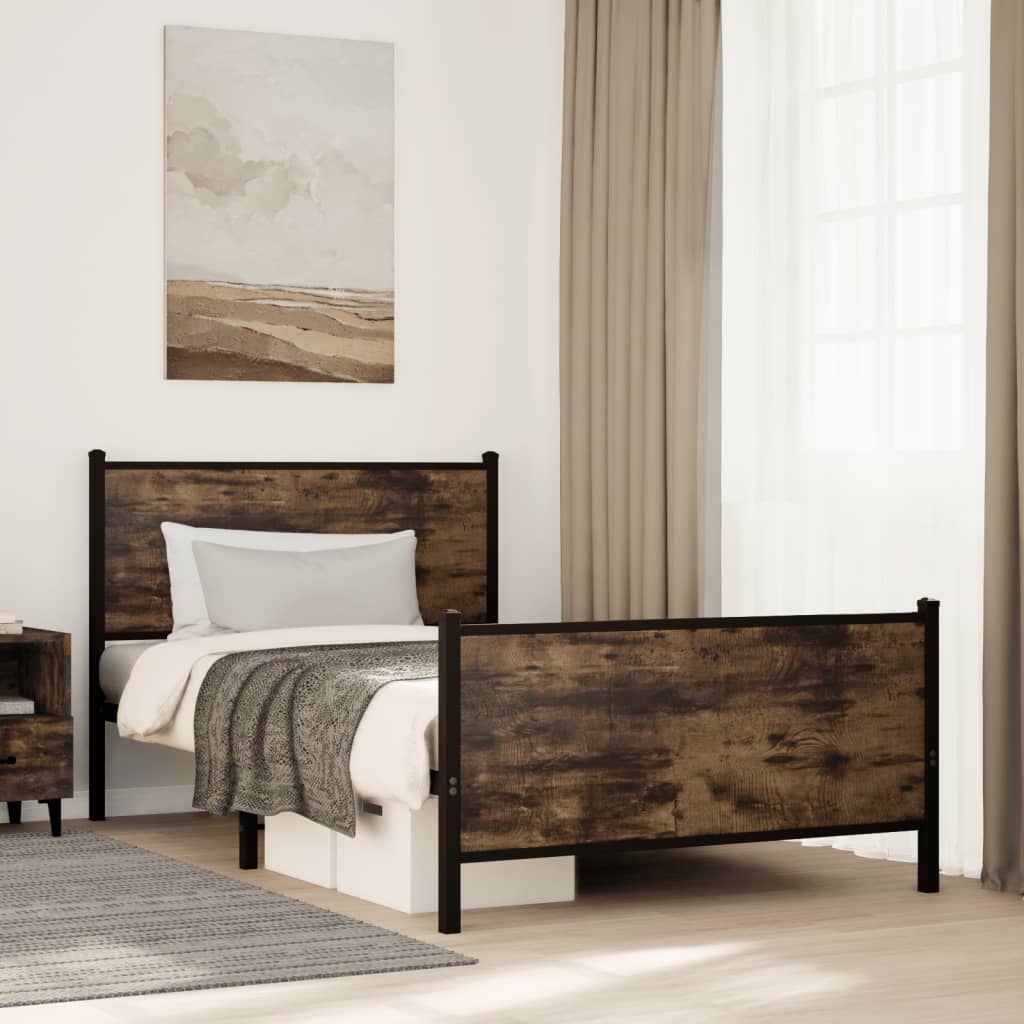 Metal Bedframe Smoked Oak 107x203cm