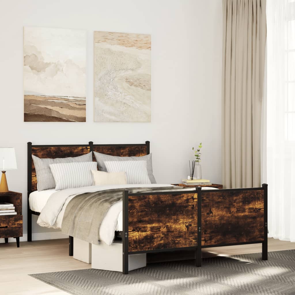 Metal Bedframe Smoked Oak 120x190cm Small Double