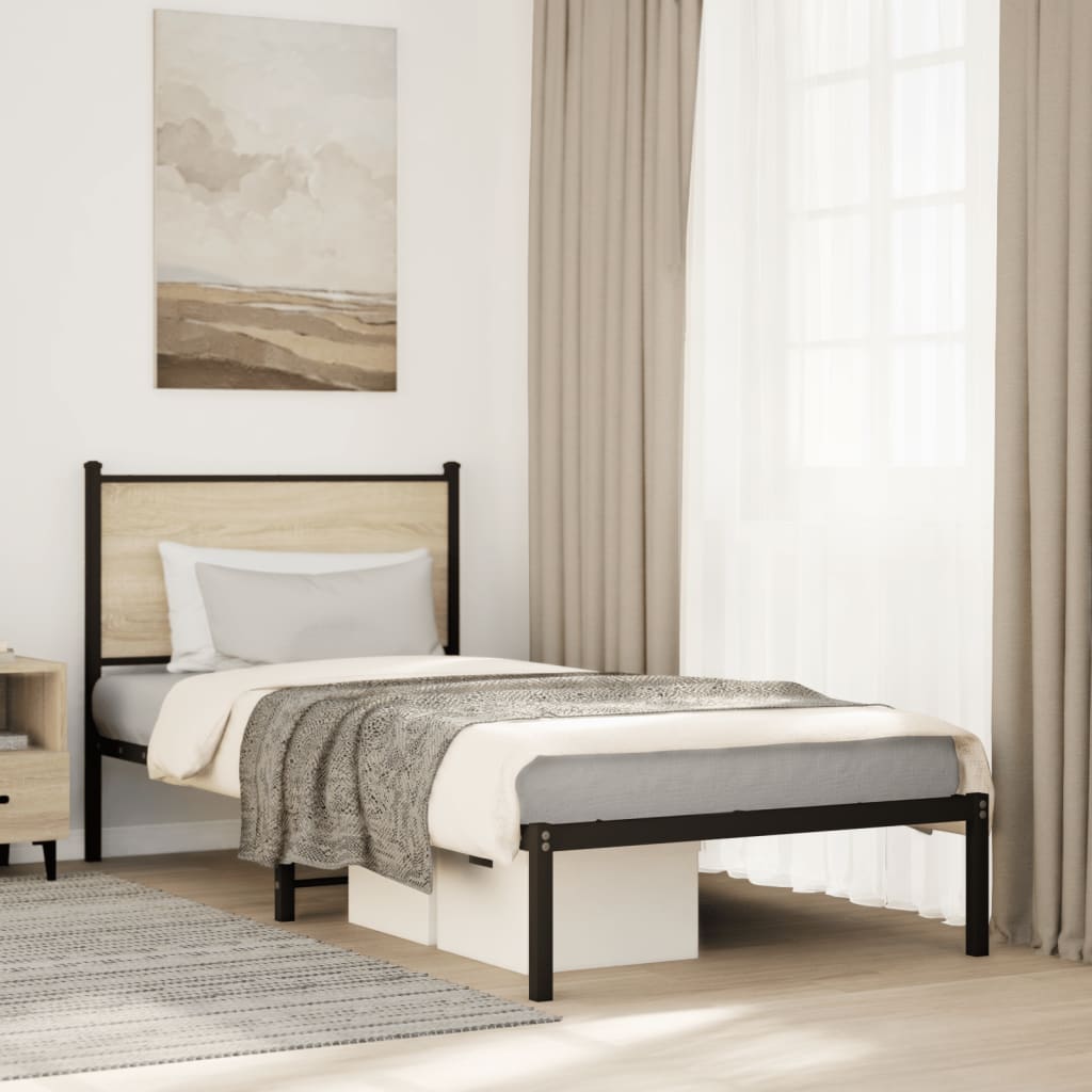 Metal Bedframe Sonoma Oak 90x190cm Single