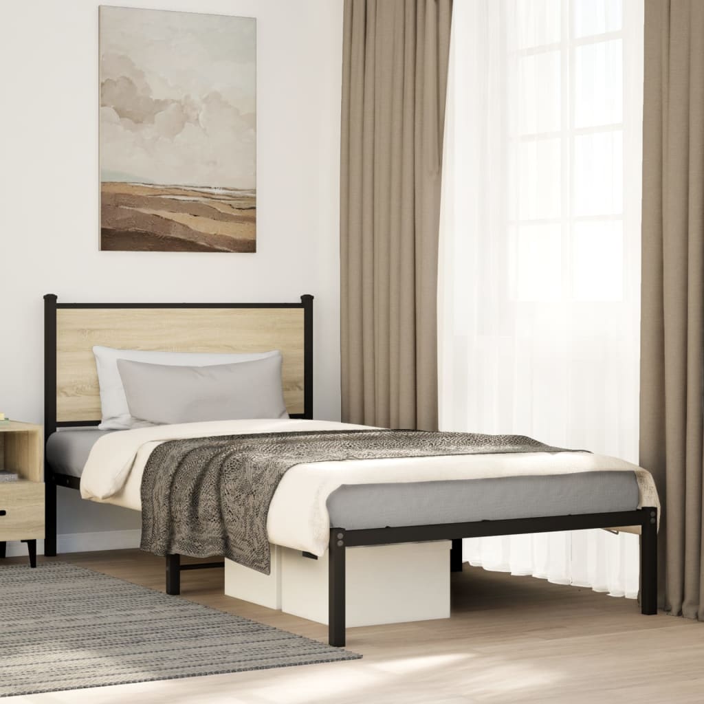 Metal Bedframe Sonoma Oak 100x190cm