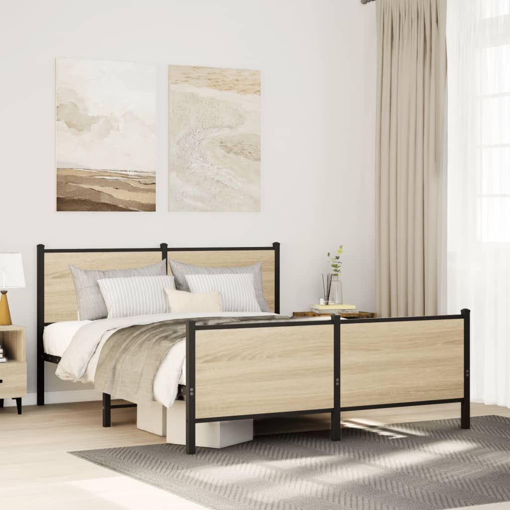 Metal Bedframe Sonoma Oak 137x190cm
