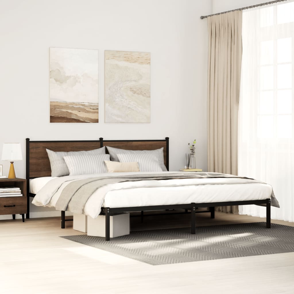 Metal Bedframe Brown Oak 180x200cm Super King