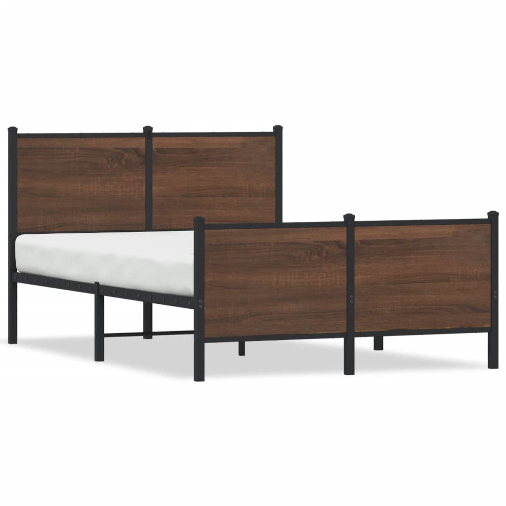 Metal Bedframe Brown Oak 120x190cm Small Double