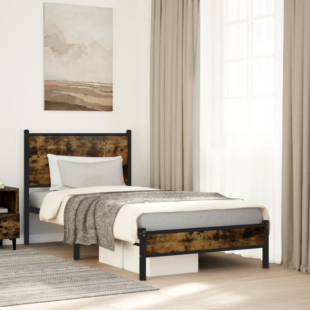 Metal Bedframe Smoked Oak 90x190cm Single