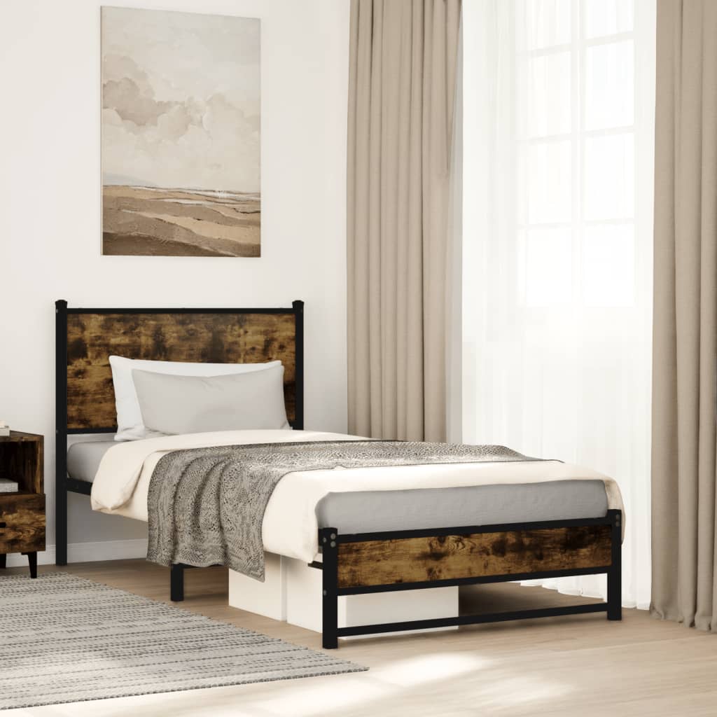 Metal Bedframe Smoked Oak 75x190cm Small Single
