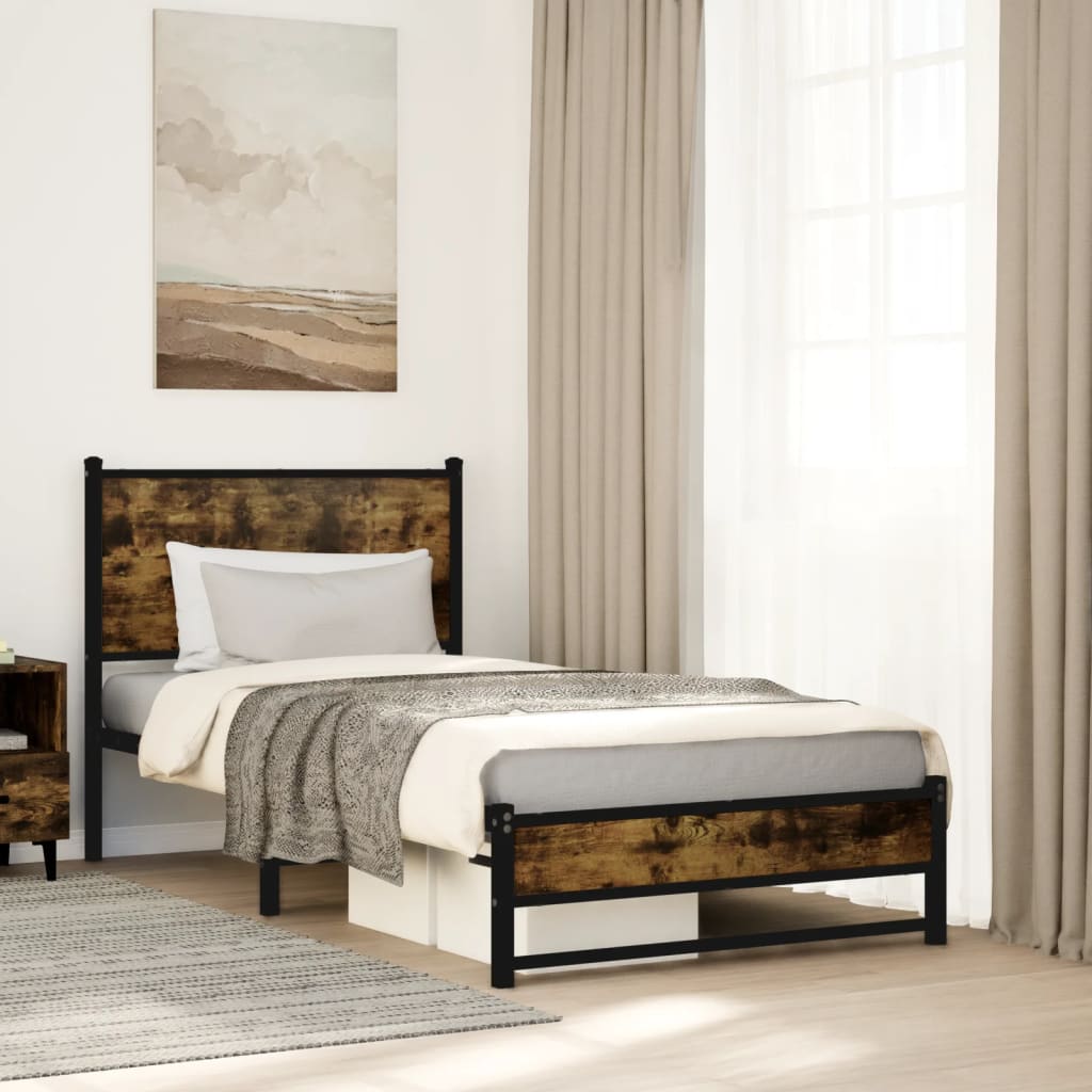 Metal Bedframe Smoked Oak 90x190cm Single