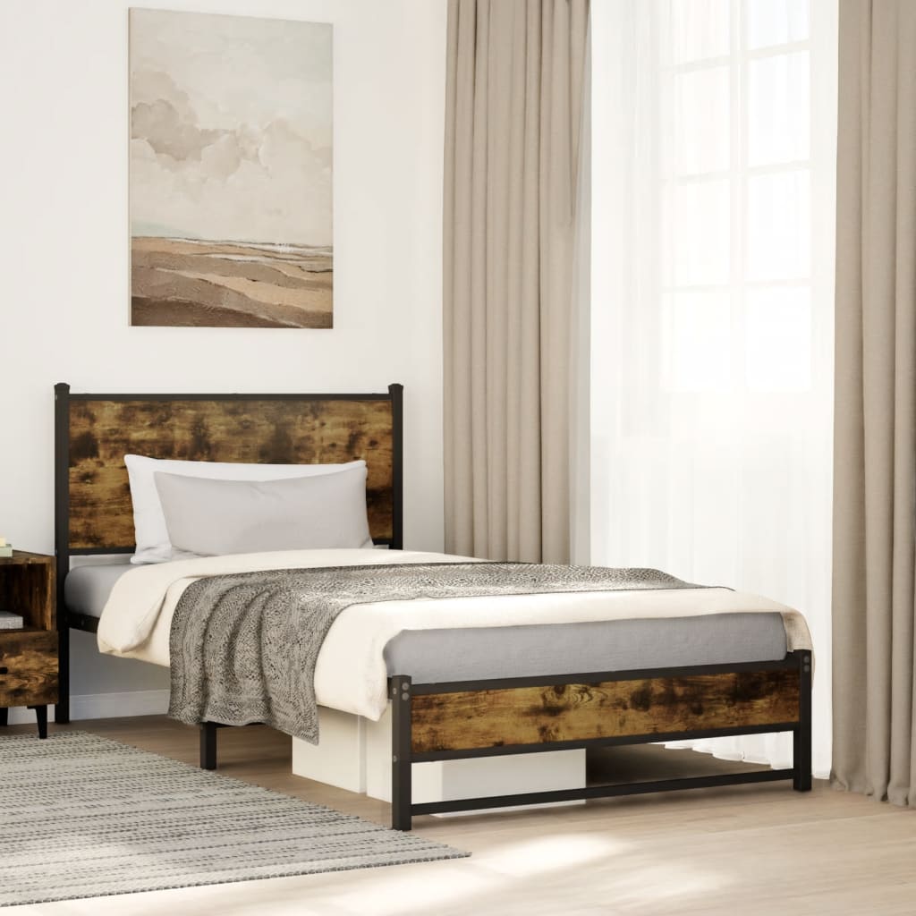 Metal Bedframe Smoked Oak 107x203cm