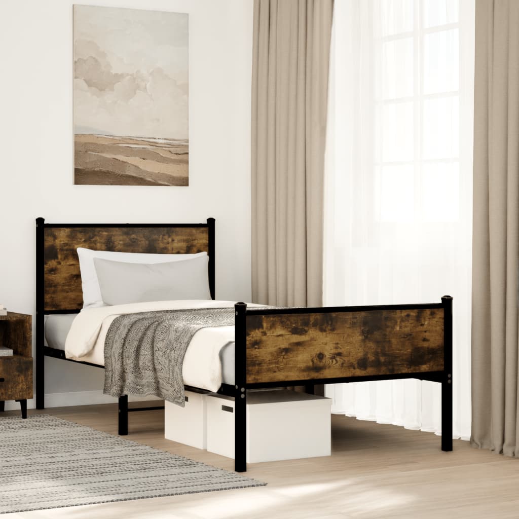 Metal Bedframe Smoked Oak 75x190cm Small Single