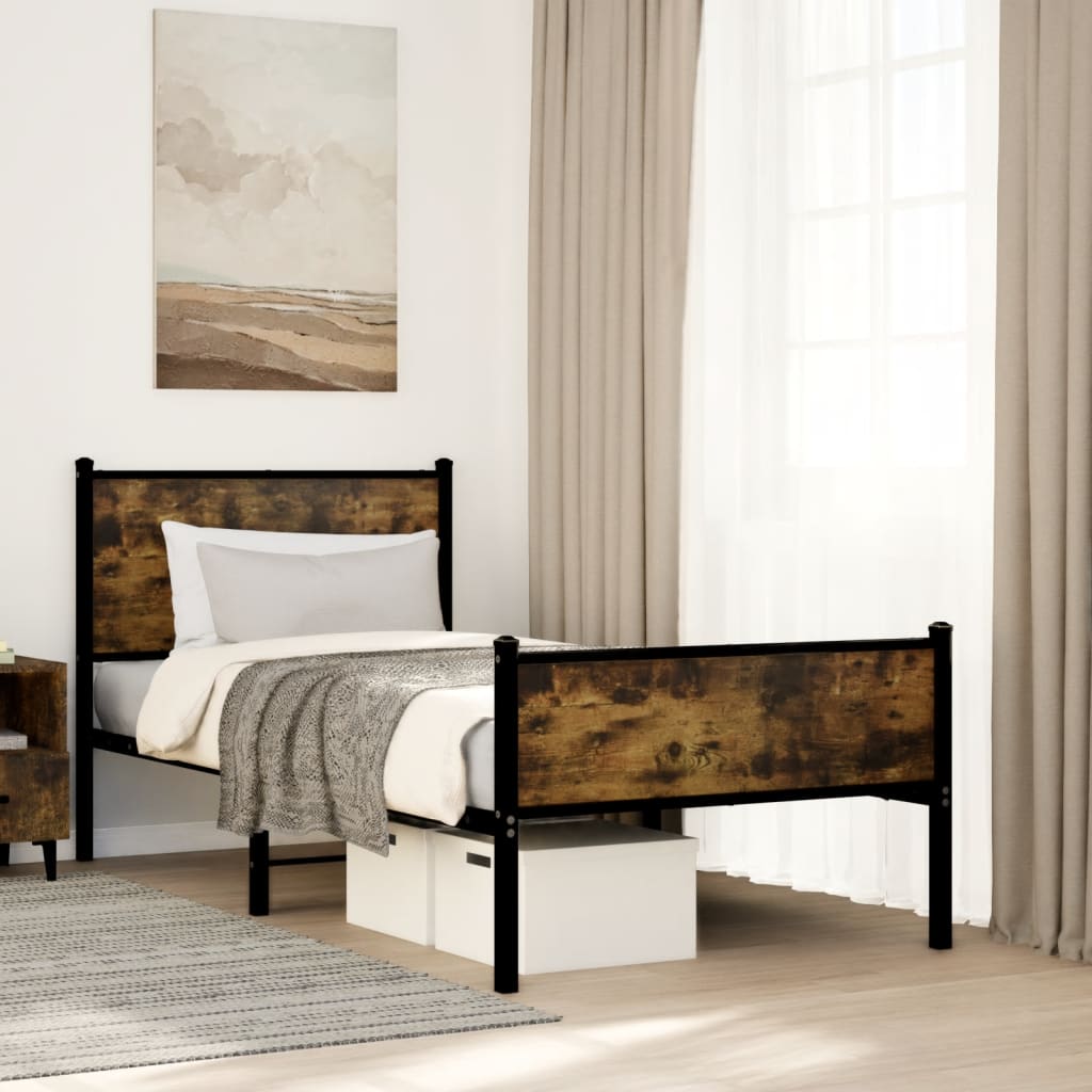Metal Bedframe Smoked Oak 90x190cm Single