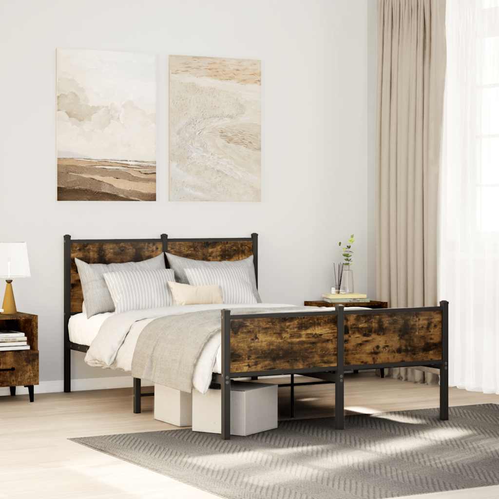 Metal Bedframe Smoked Oak 120x190cm Small Double