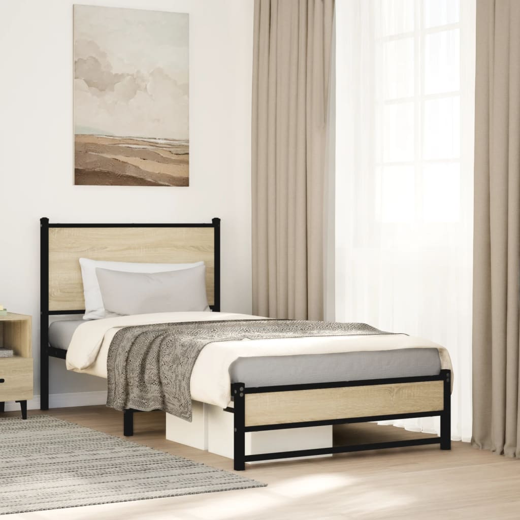 Metal Bedframe Sonoma Oak 90x190cm Single