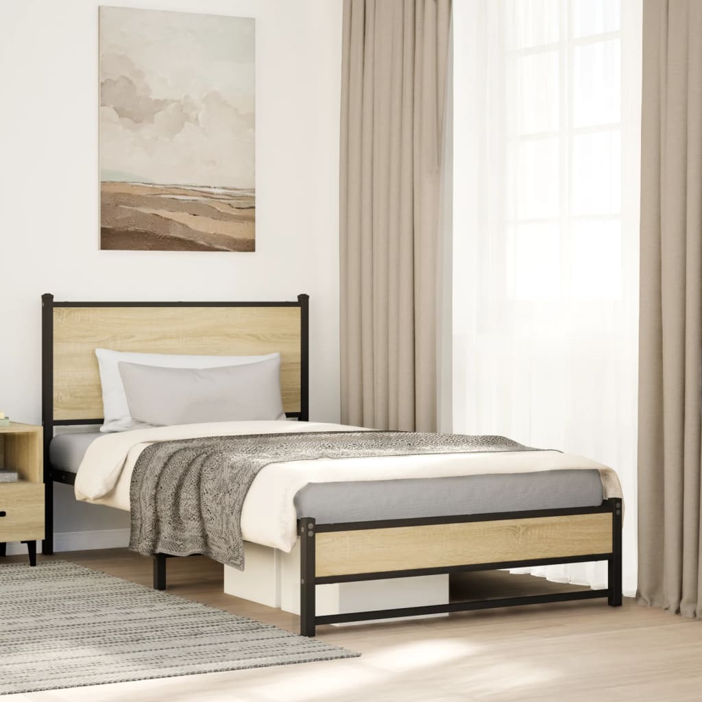 Metal Bedframe Sonoma Oak 107x203cm