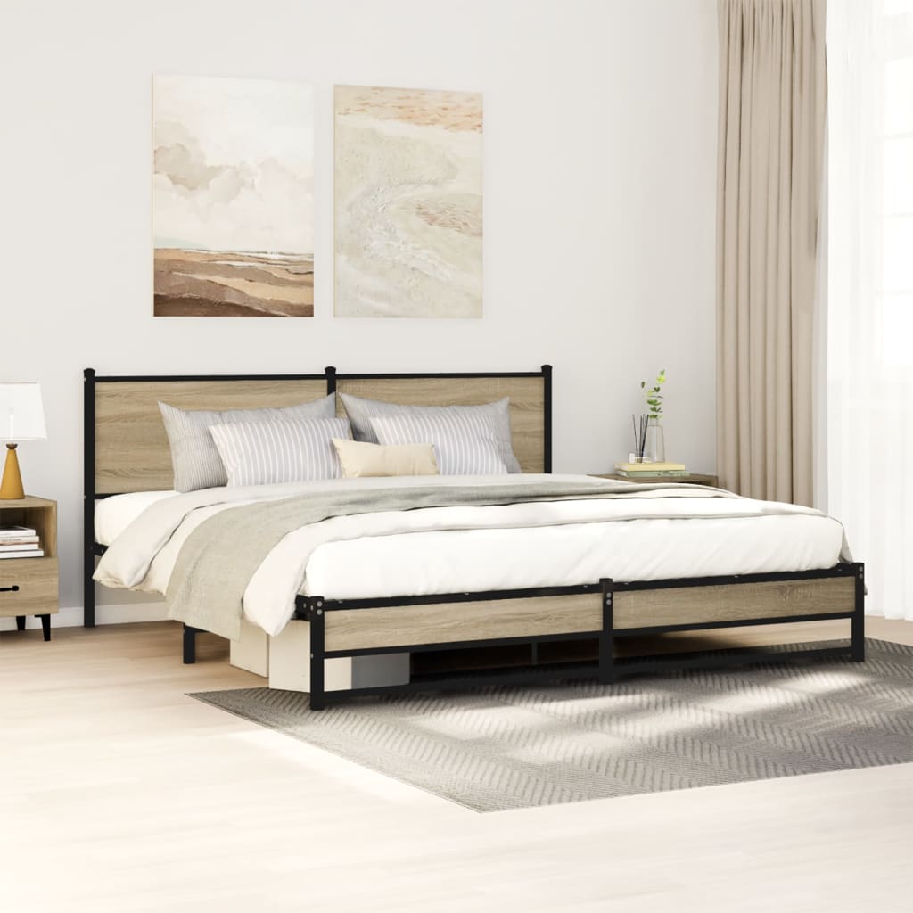 Metal Bedframe Sonoma Oak 160x200cm