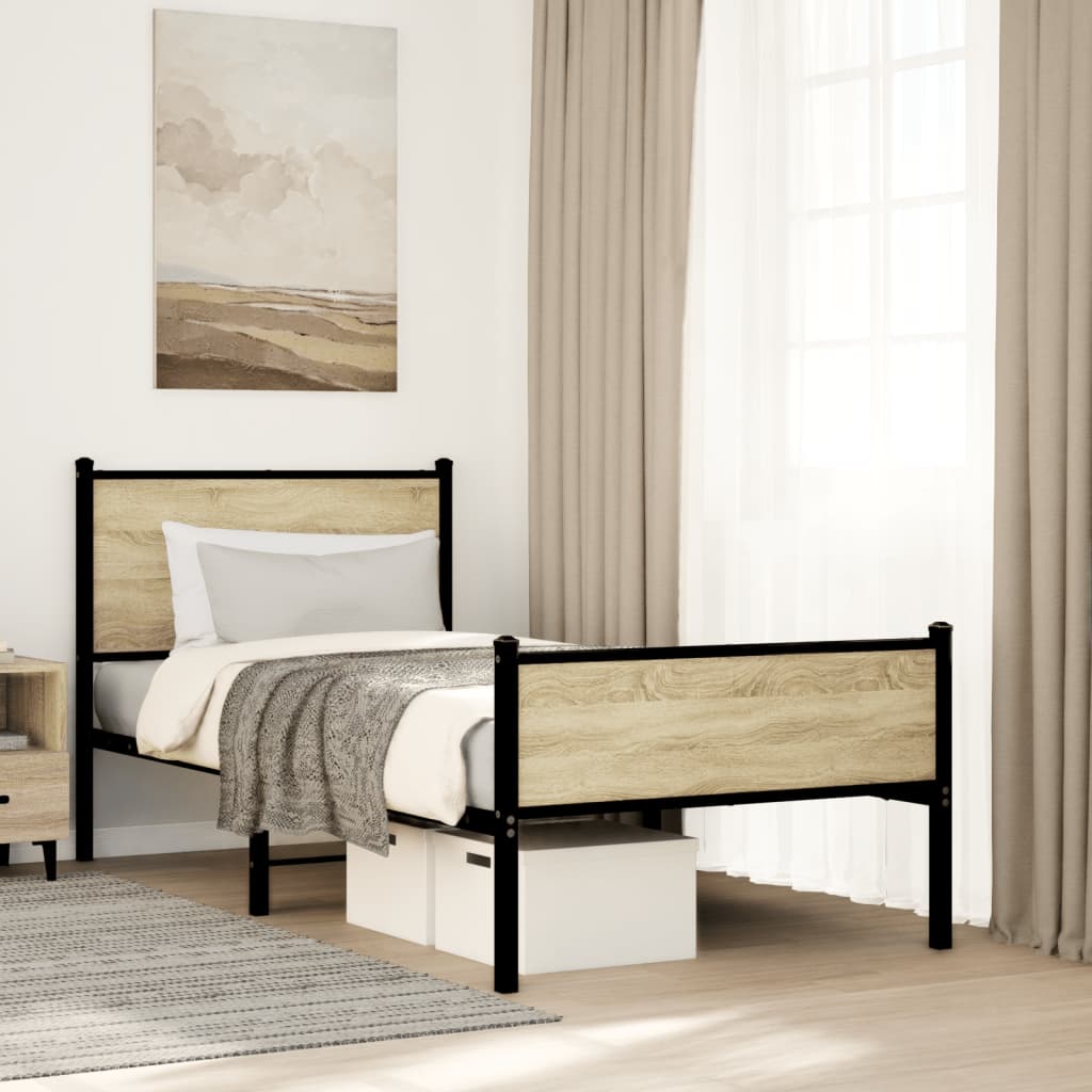 Metal Bedframe Sonoma Oak 90x190cm Single