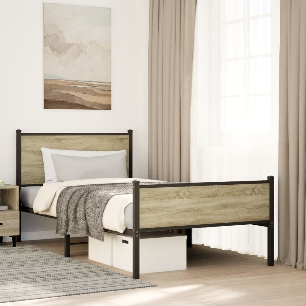 Metal Bedframe Sonoma Oak 107x203cm