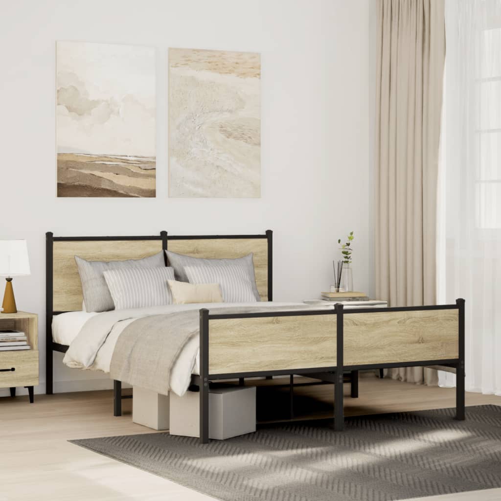 Metal Bedframe Sonoma Oak 140x190cm