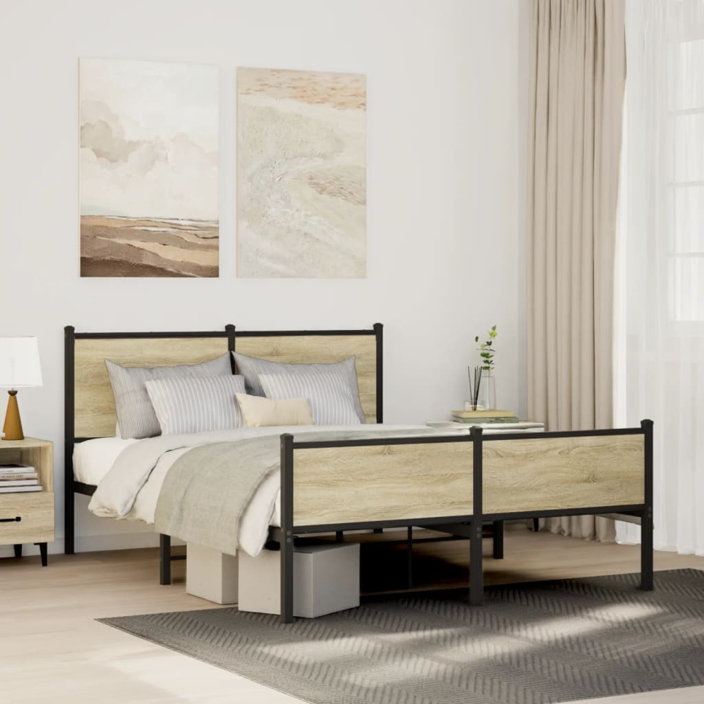 Metal Bedframe Sonoma Oak 140x200cm