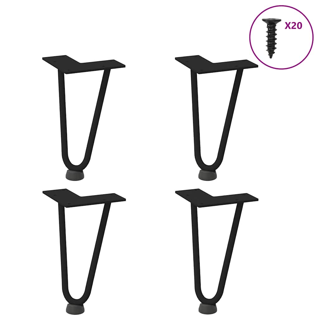 Hairpin Table Legs 4 pcs Black 20 cm Solid Steel