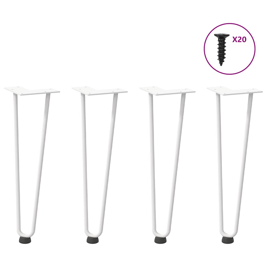 Hairpin Table Legs 4 pcs White 42 cm Solid Steel