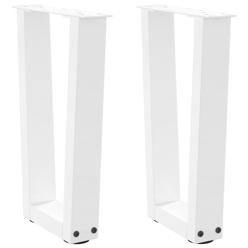 Dining Table Legs V-Shape 2 pcs White 38x(42-43.3) cm Steel