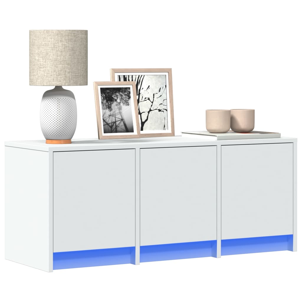TV Cabinet with LED White 97x34x40 cm Engineered Wood