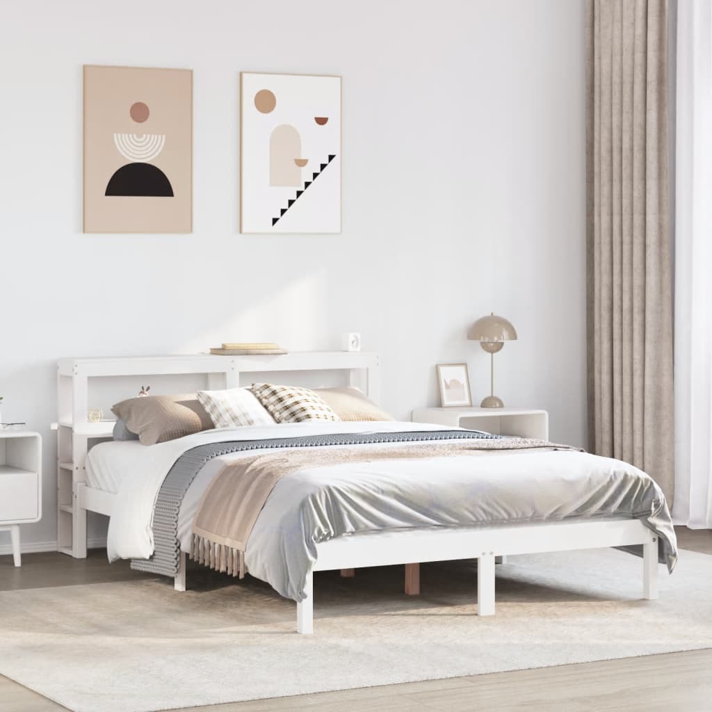Bedframe White 140x200cm Solid Wood Pine