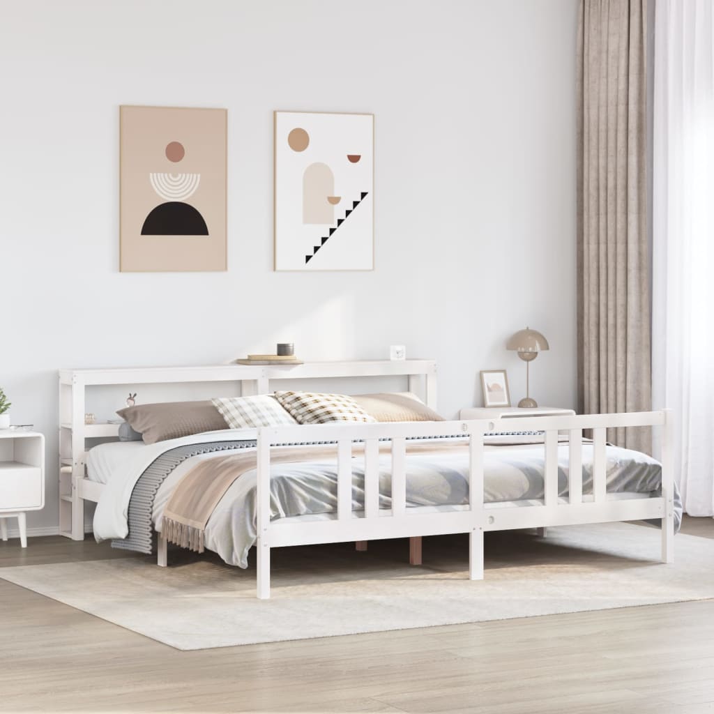 Bedframe with Headboard White 200x200cm