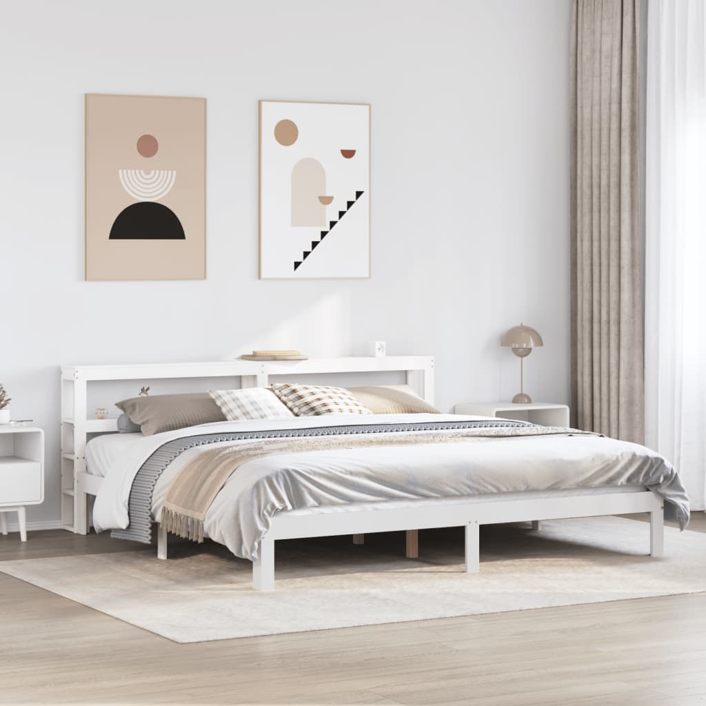 Bedframe with Headboard White 200x200cm