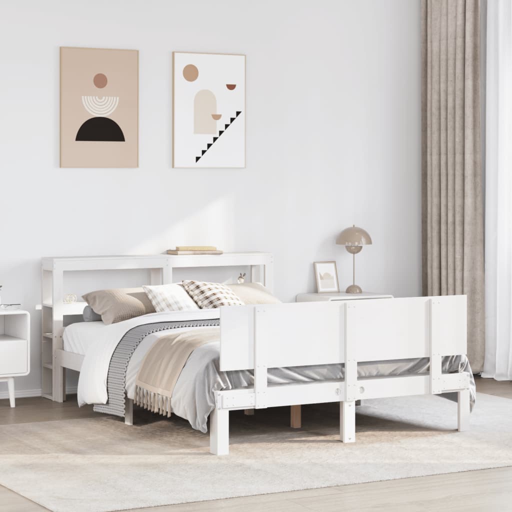 Bedframe with Headboard White 140x190cm