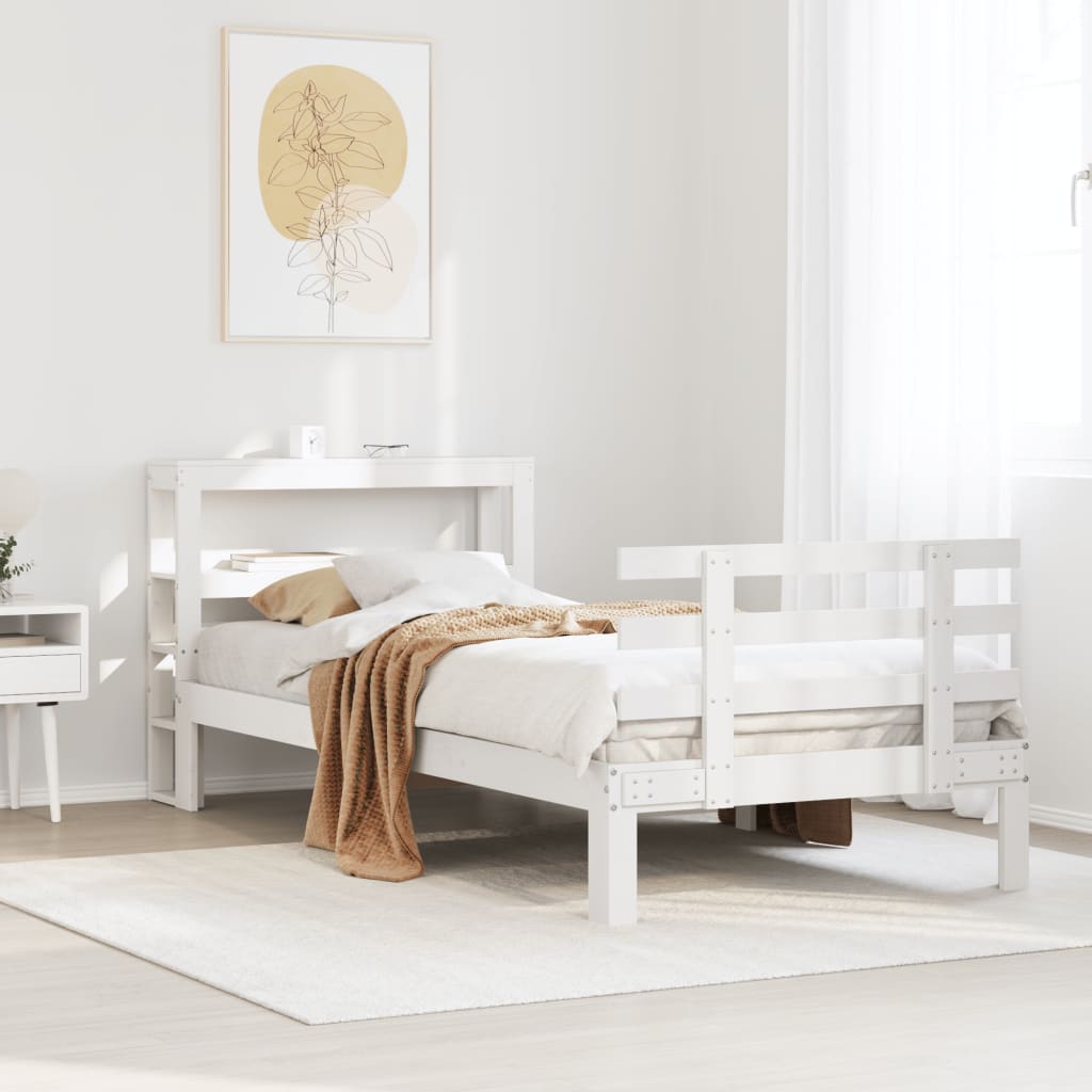 Bedframe with Headboard White 75x190cm Small Single