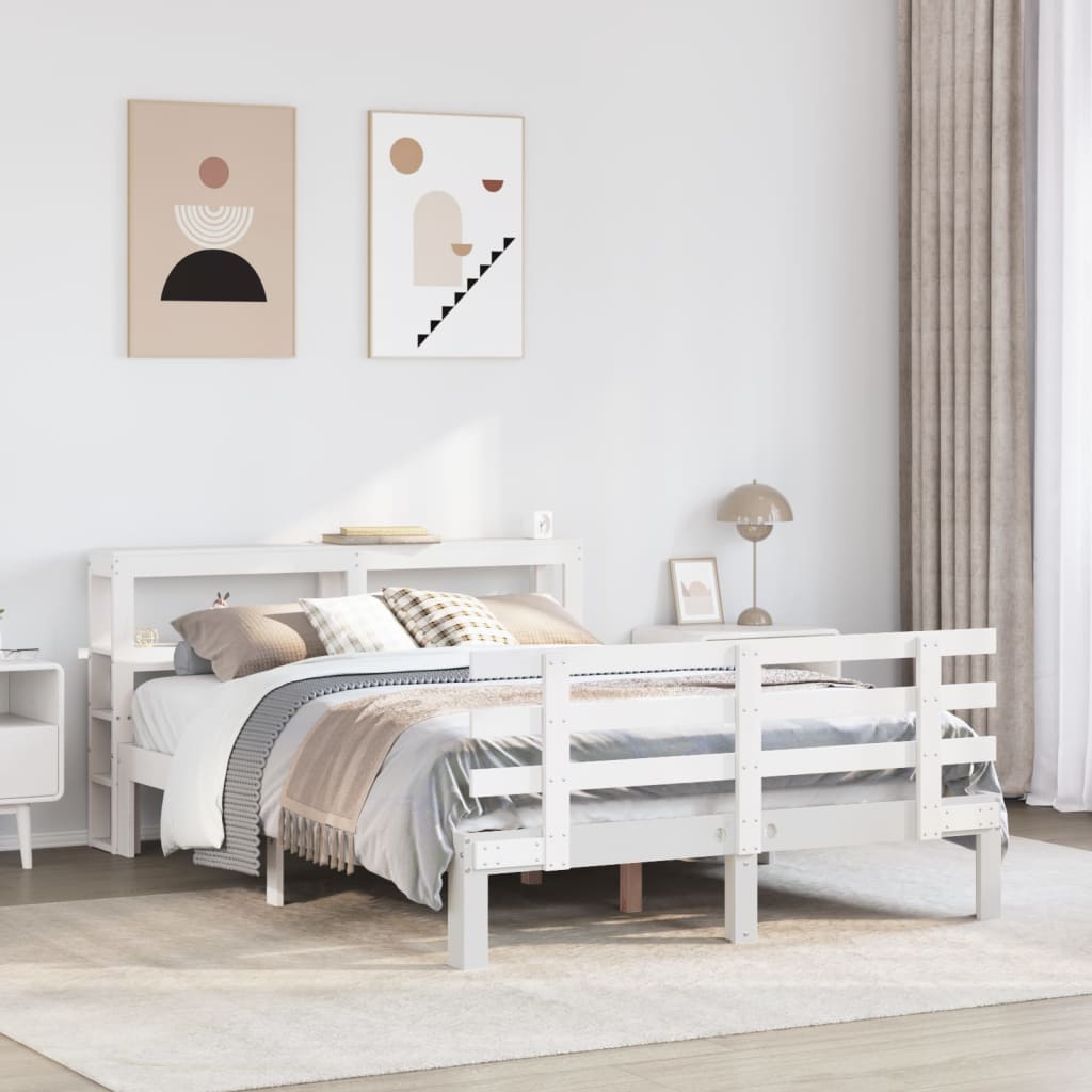 Bedframe with Headboard White 140x190cm