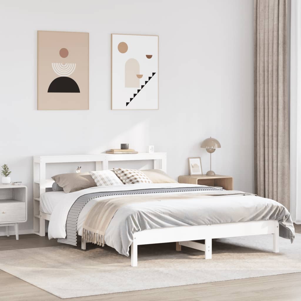 Bedframe White 140x200cm Solid Wood Pine