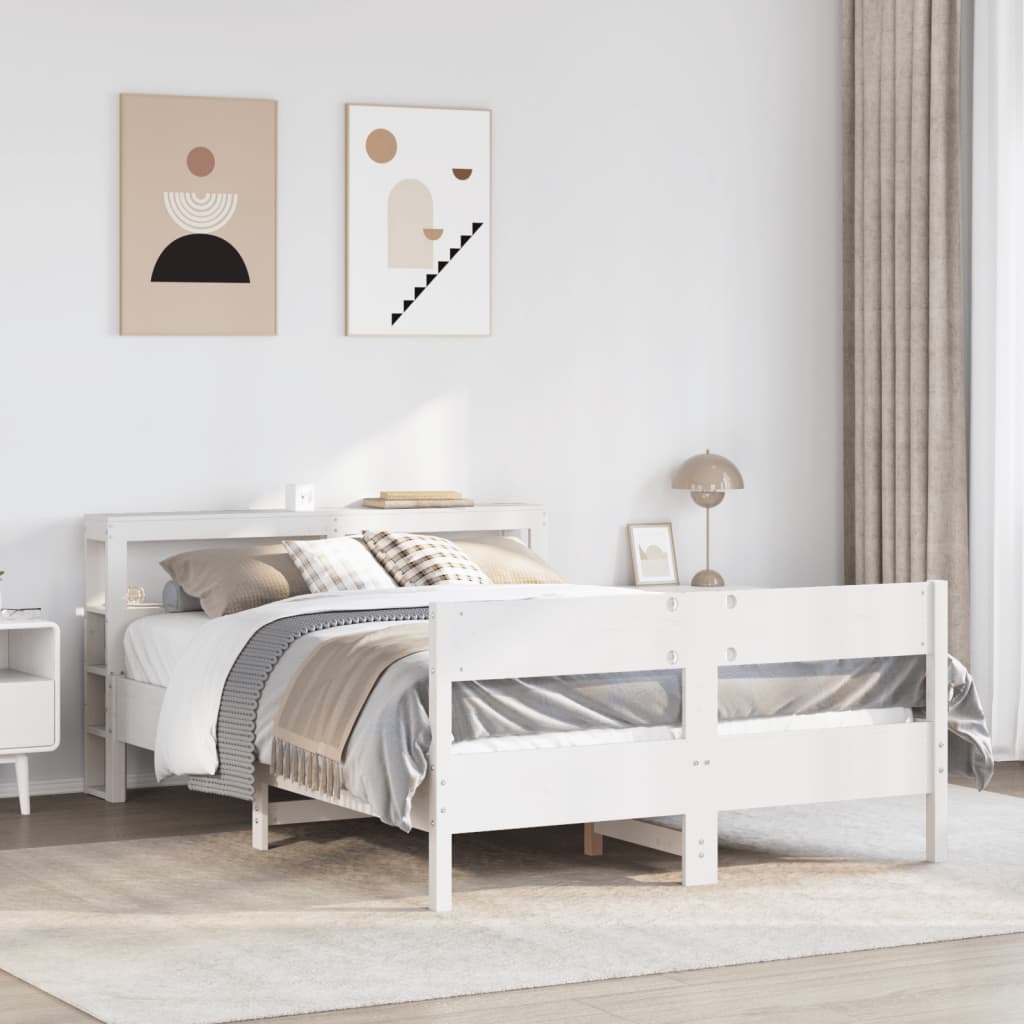 Bedframe White 140x200cm Solid Wood Pine