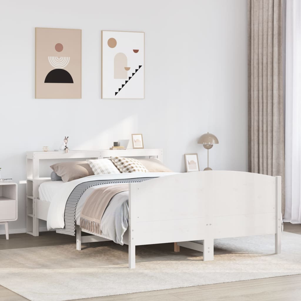 Bedframe White 150x200cm King Size Solid Wood Pine