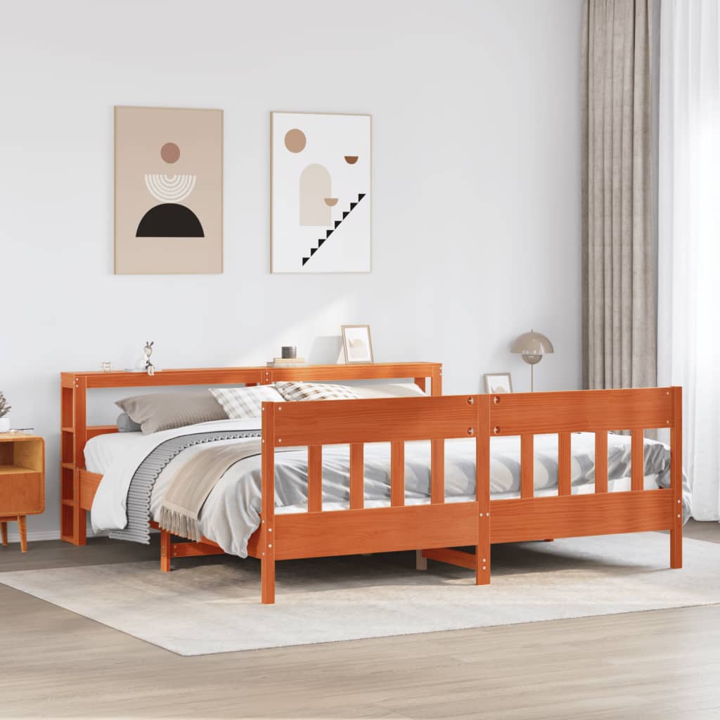 Bedframe Wax Brown 180x200cm Super King Solid Wood Pine