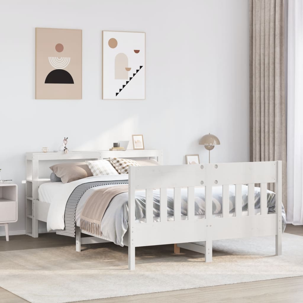 Bedframe White 140x200cm Solid Wood Pine