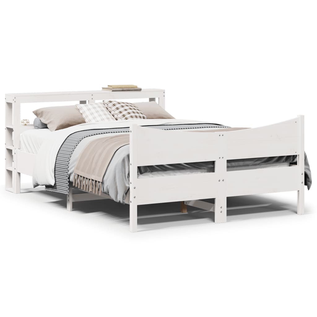Bedframe with Headboard White 150x200cm King Size Solid Wood Pine