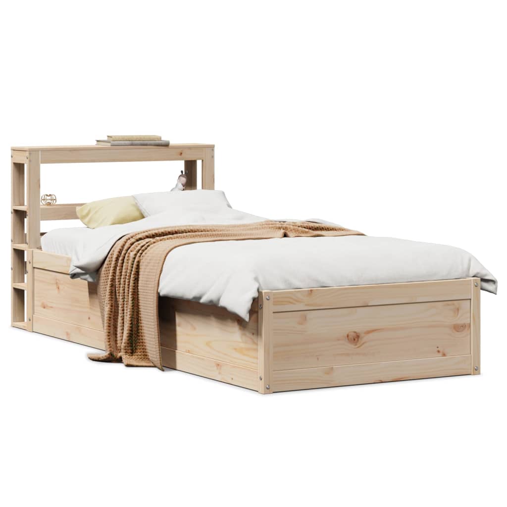 Bedframe with Headboard 90x190cm Single Solid Wood Pine