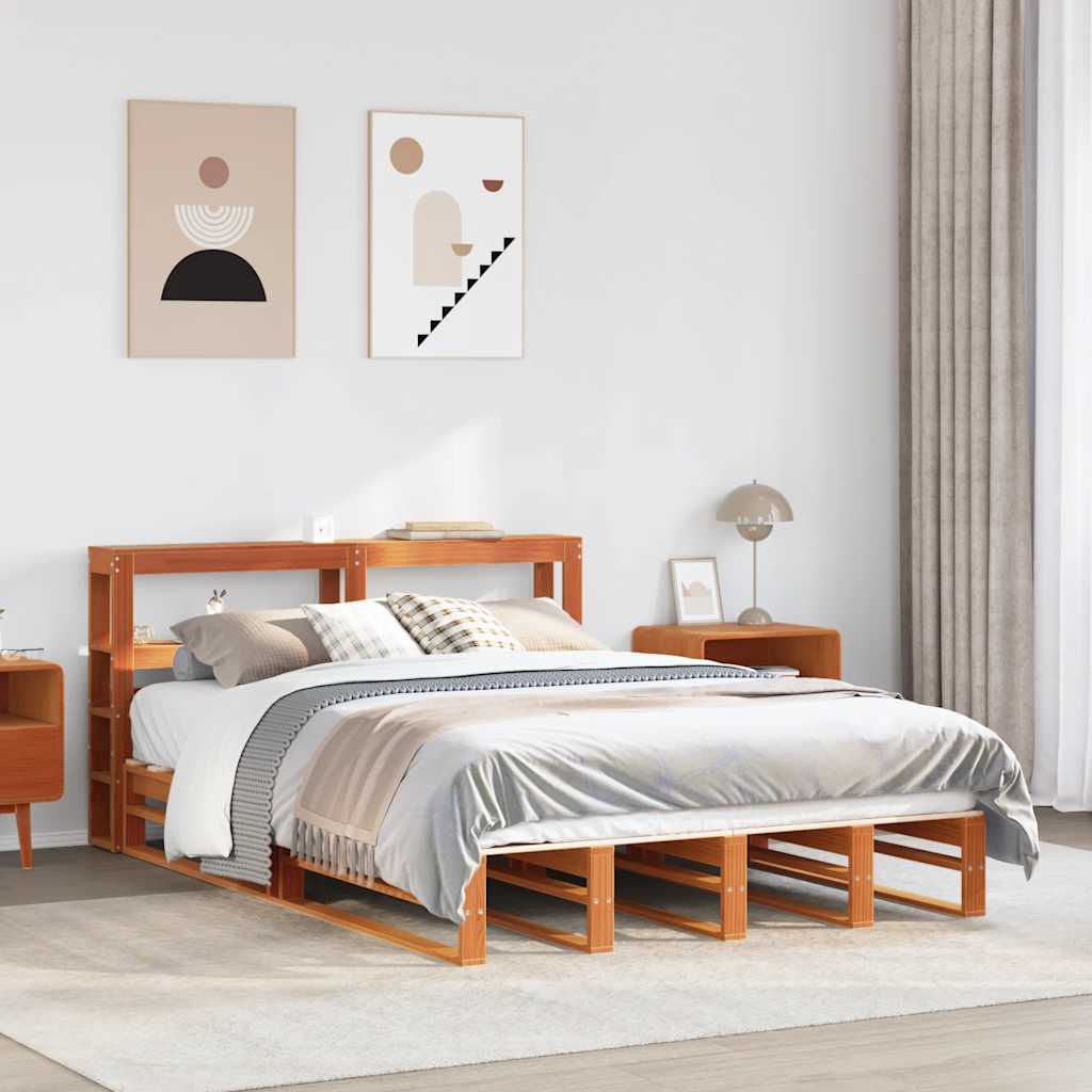 Bedframe Wax Brown 140x190cm Solid Wood Pine