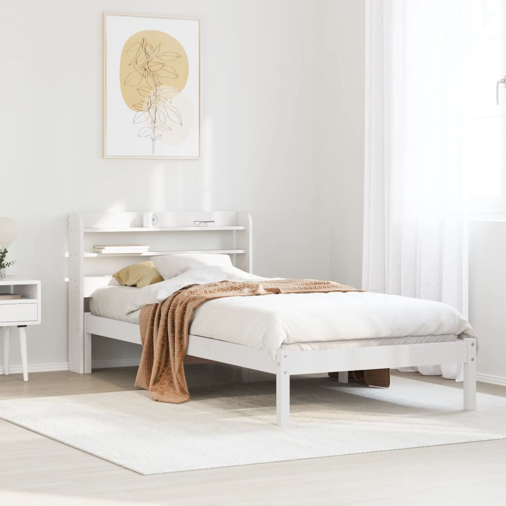 Bedframe White 100x200cm Solid Wood Pine