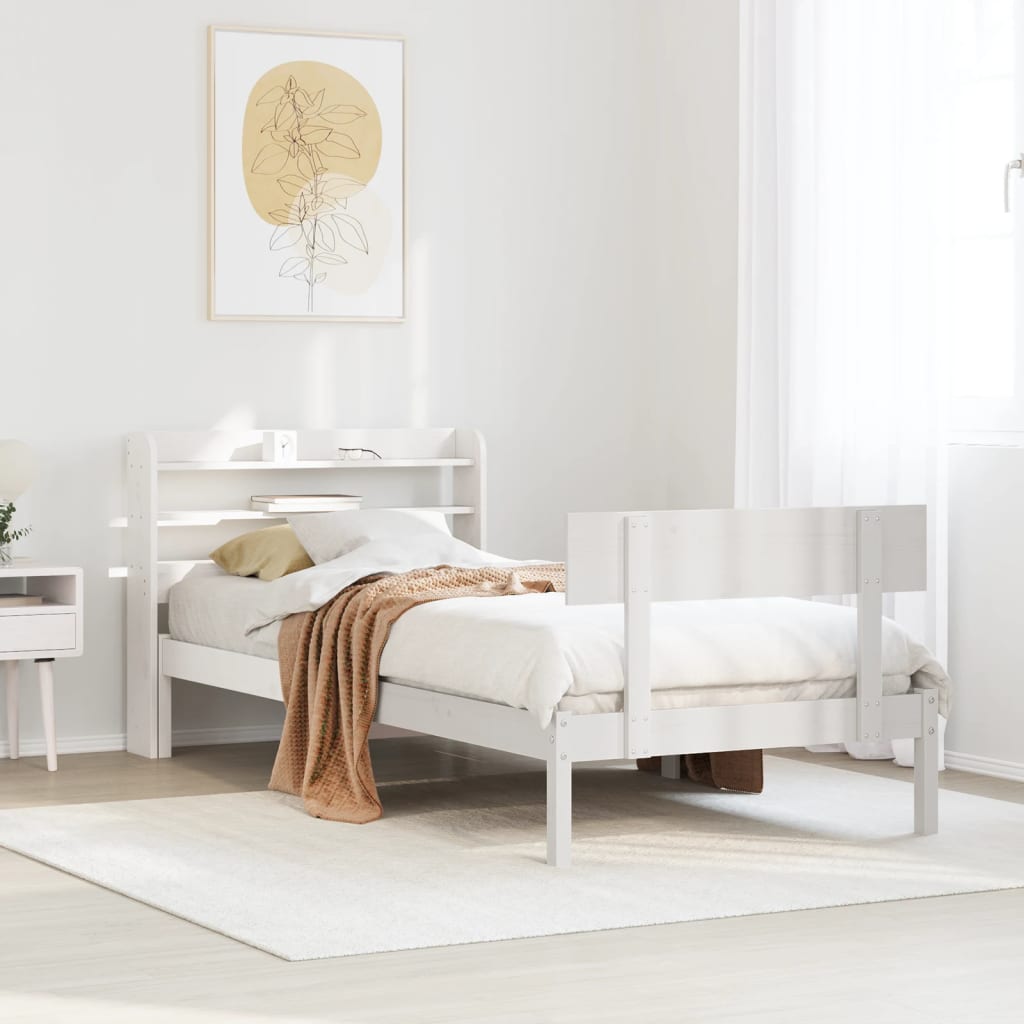 Bedframe White 75x190cm Small Single Solid Wood Pine